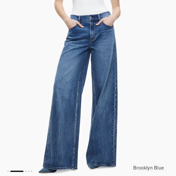 Alice + Olivia Denim - Alice + Olivia Trish Mid Rise Baggy Jeans Brooklyn Blue